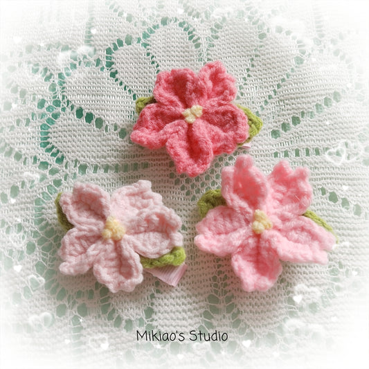 [Crochet] Cherry Blossom Hairclip