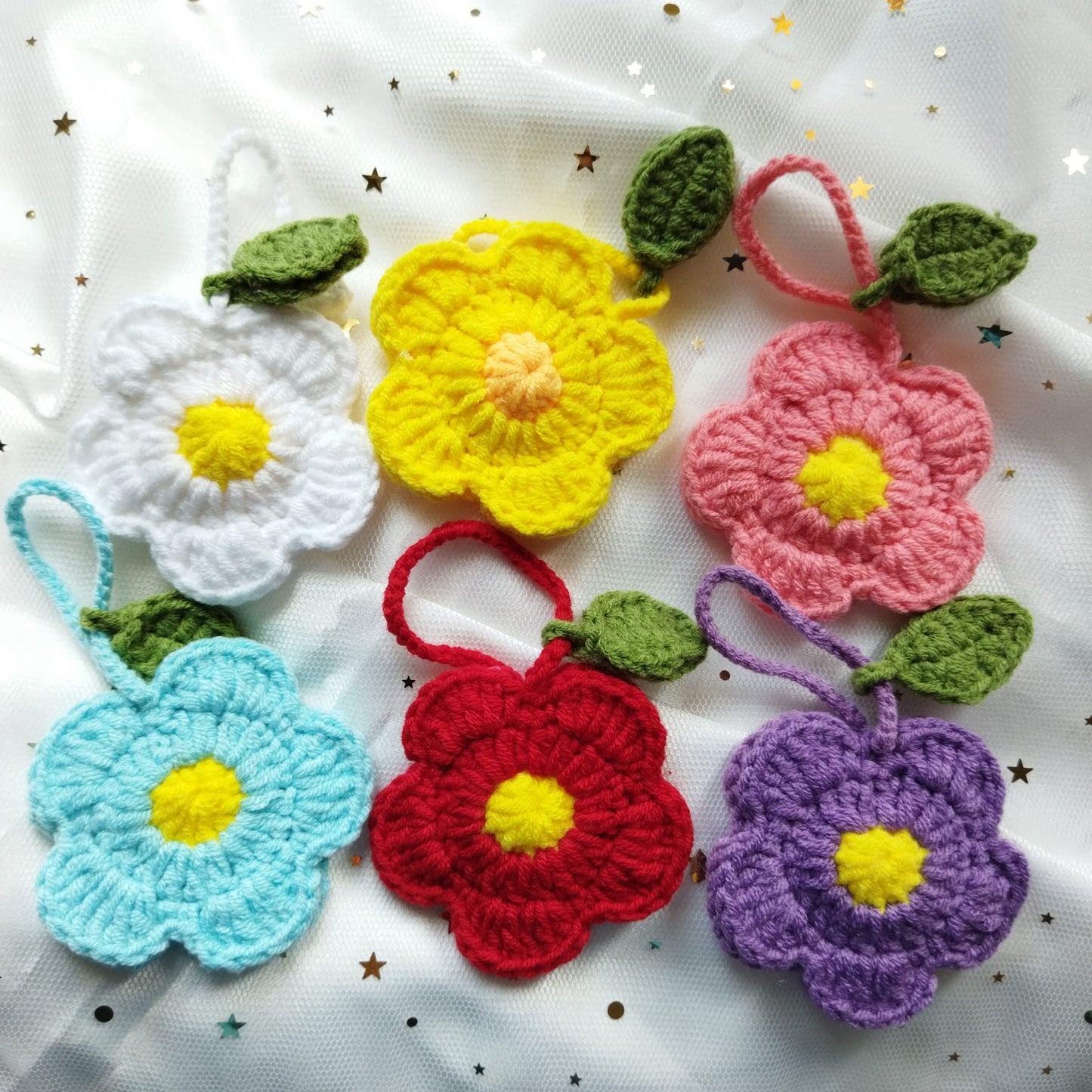 [Crochet] Floral bag charm