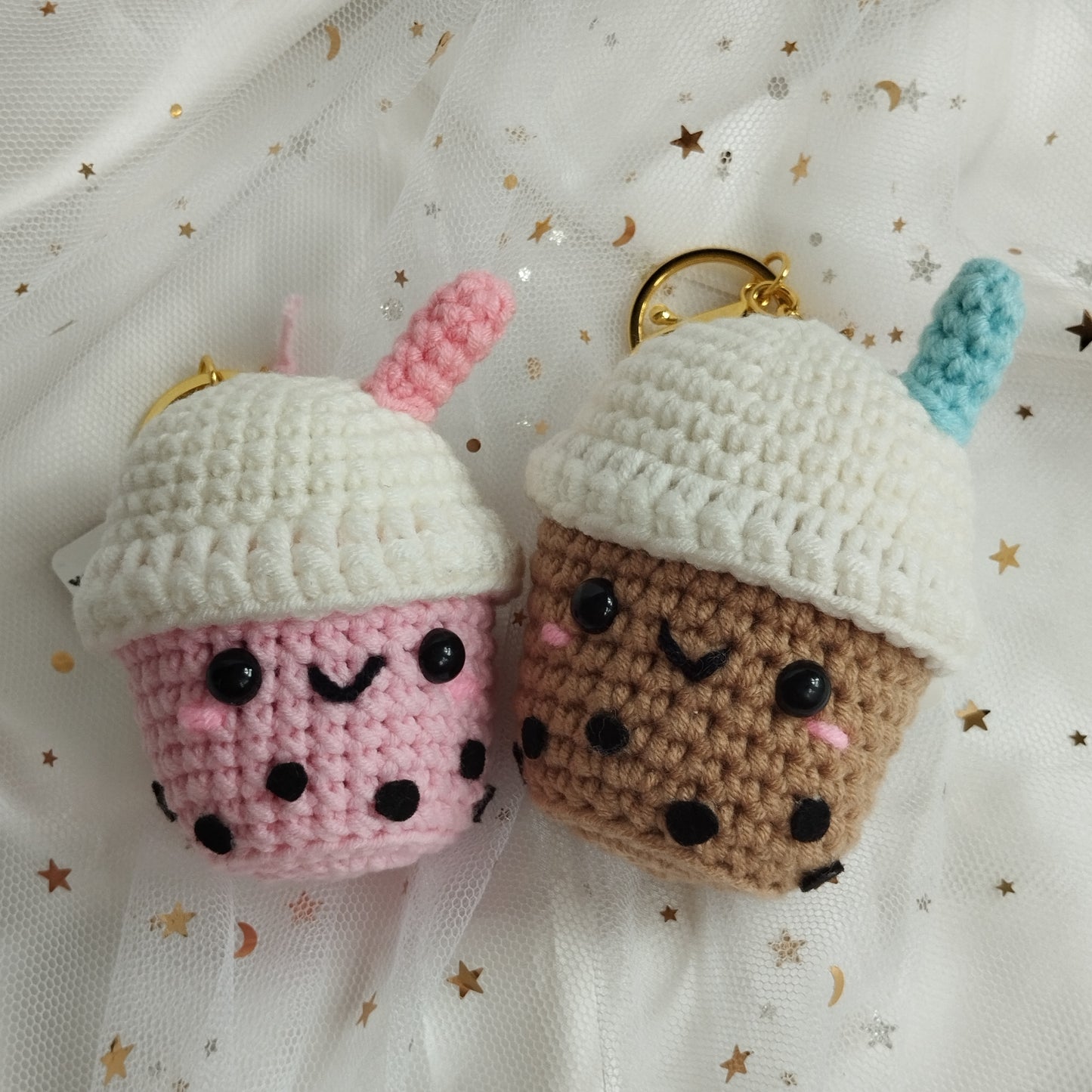 [Crochet] Smiley Bubbletea Keychain