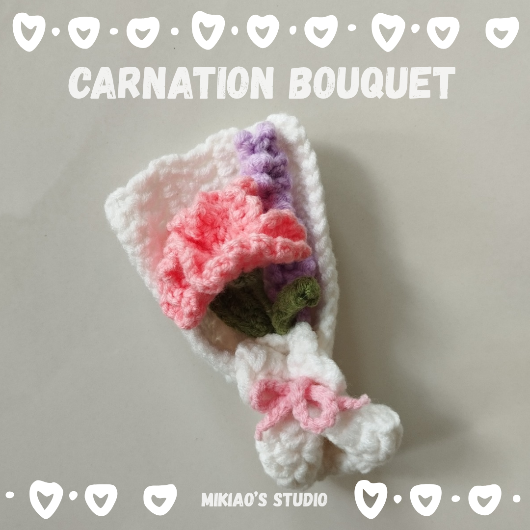[Crochet] Mini Carnation Bouquet