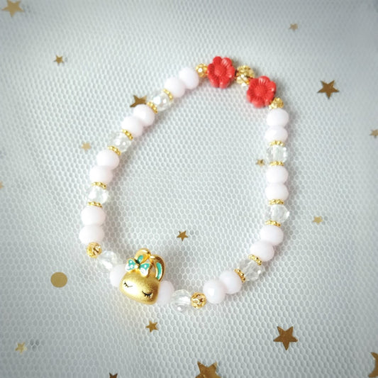 [Bracelet] Sand Gold Bunny with Cinnabar