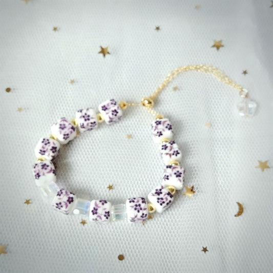 [Bracelet] Purple Floral Ceramic Bracelet