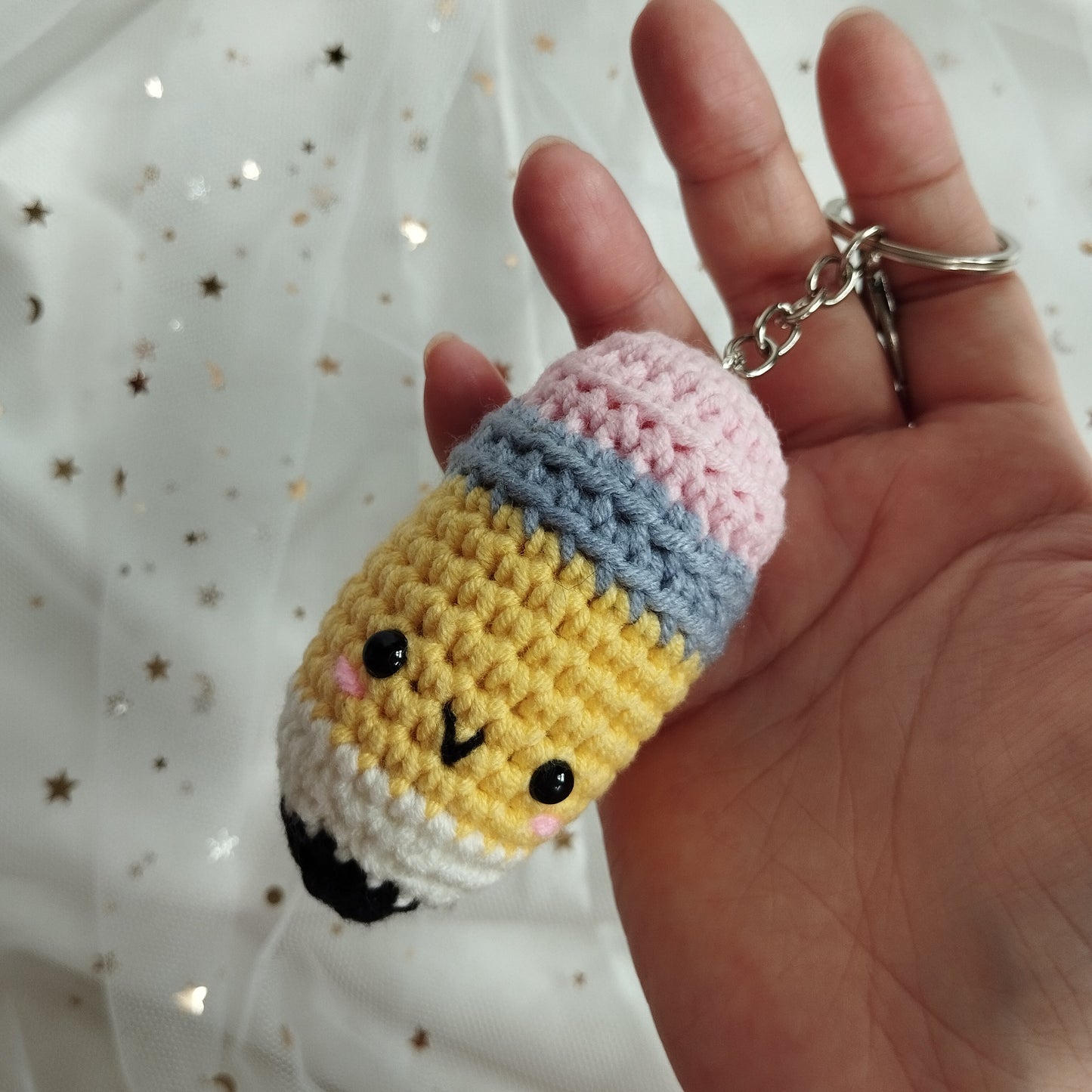 [Crochet] Smiley Pencil Keychain